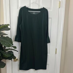 Croft & Barrow Green Sheath Dress for Work with 3/4 Sleeves